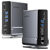 USB C Docking Station, 16-IN-1 DockingStation Laptop 3 Monitore Unterstützung (2X 4K HDMI + DP), Thunderbolt 3/4 kompatibel mit Dell/HP/Lenovo, 10Gbps USB, 100W Power Delivery, Gigabit Ethernet, SD/TF
