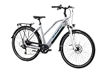 F.lli Schiano E-Wave, E Bike Trekking 28 Zoll, 36V 15Ah Abnehmbarer Akku, Motor 250W 55Nm, Trekking EBike für Herren/Damen, Grau