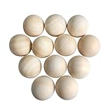 TOAOB 12 Stücke Holzkugeln Ohne Loch 30mm Runde Natürliche Lose Spacer Perlen Unlackiert Naturholz Holzperlen Bastelperlen für DIY Schmuck Herstellung zum Basteln