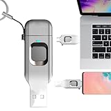WhFKLca Verschlüsselter USB-Stick Mit Fingerabdruck-Schutz, USB 3.0, 16 Gb/32 Gb/64 Gb/128 Gb/256 Gb, High-Speed-Datenübertragung, Anpassbare Verschlüsselungszonen, USB-Speicherstick 256GB