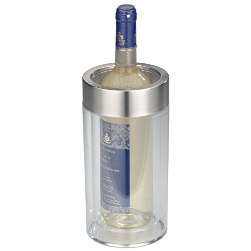 axentia Flaschenkühler transparent, Behälter zum Kühlen von Wein, Sekt, Champagner oder Softdrinks, Getränkekühler doppelwandig, Maße: ca. Ø 12 x H 19.5 cm