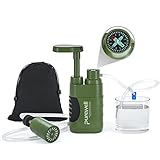 Purewell Wasserfilter Outdoor mit Austauschbarem Kohle-Wasserfilter 0,01 Mikron, 4 Filterstufen, tragbare Outdoor Notfall und Überlebensausrüstung - Camping, Wandern, Rucksacktourismus