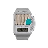 TalkJoy Sprechende Armbanduhr Silber Uhr Wecker Ansage Uhrzeit auf Knopfdruck Blindenuhr Demenzuhr Seniorenuhr Sehbehinderung Sehschwäche Digitale Alltagshilfe Sprachgestützte Geschenk