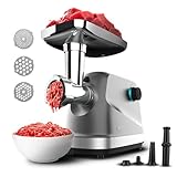 Cecotec Elektrische Fleischwolf Crusher 1400 Steel, 1360 W, Optimal zum Zerkleinern, Schneiden und Hacken, 1 Edelstahlmesser und 3 Schneidscheiben mit Löchern für 3 mm, 5 mm und 7 mm