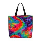 LXqlSS Bunte Handtasche mit Batikmuster für Damen, mit Reißverschluss, Innentasche, Netzstoff, robust, lässig, wasserdicht, Schultertasche für den Außenbereich, Schwarz, Größe:, Schwarz, Einheitsgröße