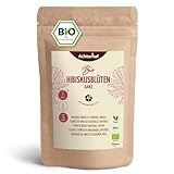 Hibiskusblüten Bio ganz getrocknet 500g | leicht säuerlich-fruchtiger Geschmack | in Bio-Qualität | süß-aromatischer Hibiskustee | ideal für Salate, Desserts, Kuchen, Joguhrts | vom Achterhof