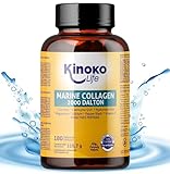 KINOKO LIVE - Marine Kollagen Kapseln | 180 Kapseln, Hyaluronsäure, Pflanzenextrakte, Coenzym Q10, Vitamin C, Magnesium, Leucin, Kurkuma | Marine Collagen | Hyaluron Kapseln | Q10 Kapseln Hochdosiert