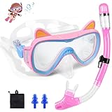 Zikenis Taucherbrille Kinder, 4-16 Jahre Schnorchelset Kinder, 180°Panorama HD mit Dry Schnorchel, Kinder Schwimmbrille geeignet für Kinder Geschenk (Rosa)