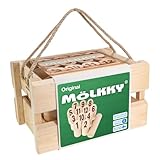 Mölkky Original - Birkenholz 12 Skittles,1 Stock - Wurfspiele für Draußen, Garten, Picknick, Strand, Freizeit, Party Spiel für Familie, Gruppen, 2+ Spieler, ab 6 Jahren