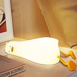 YuanDian Wiederaufladbare LED-Liege-Ente Nachtlicht - Niedliche Silikon Squishy Lampe mit 3-Stufen dimmbar Touch, perfekt für Kinderzimmer, Stillen, Kleinkind, Baby, Kinderzimmer Dekoration