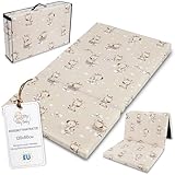 Klappmatratze Faltbare Reisebett Baby Matratze 60x120 cm - Faltmatratze für Kinder Gästematratze klappbar Babymatratze Bodenmatratze Schlafmatratze und Reisematratze Giraffen