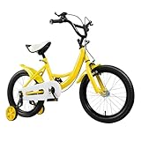 Desnysmf 16 Zoll 5-8 Jahre Kinder Fahrrad Kinderfahrrad Jungenfahrrad Jungen Rad Bike+Stützräder, Rahmen aus Kohlenstoffstahl und Sitzhöhe einstellbar, Gelb