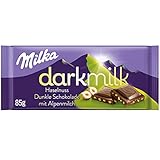 Milka Dark Milk Haselnuss 1x 85g I Zartherbe Alpenmilch-Schokolade I mit Haselnuss-Stückchen I Milka Nuss-Schokolade aus 100% Alpenmilch I Tafelschokolade