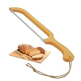Cuteefun Brotmesser Wellenschliff, 40cm Holzgriff Bäckermesser mit 2 Ersatzklingen, Fiddle Bow Design, Brötchenmesser für Selbstgebackenes Brot, Bagels, Baguettes