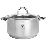 KARL HAUSMANN Edelstahl Topf - 3L - Ø 20 cm - Kochtopf Induktion für alle Herdarten Geeignet - Edelstahltopf mit Deckel - Suppentopf - Spaghettitopf - Stainless Steel Pot - Töpfe - Kochtöpfe