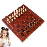 Schachspiel-Set, Schachspiel aus Holz, Reiseschach mit Schachfiguren, faltbares Schachbrett, Puzzlespiel für Anfänger und Erwachsene
