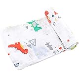 Baby Musselin Wickeldecken – Dinosaurier Print Baby Decke, Baumwolle weiche Musselintücher Empfangs-Decken für Baby Mädchen oder Jungen Dusche Geschenk, 119,9 x 110 cm