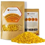 Bienenbiya® 100% Reine Bienenwachs Pastillen (1Kg) ohne Zusatzstoffe, natürliches Beeswax für Salben,Kosmetika,Seifen,Kerzenherstellung und Leder-/Holzpflege