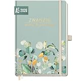 Häfft® Wochen-Notiz-Kalender 2026 A5 'Minty Leaves' Buchkalender, Planer Notiz-Timer, Terminplaner, Wochenkalender, Organizer, Terminkalender mit Einstecktasche - nachhaltig & klimafreundlich