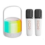 Qerwsdty RGB-Buntes LED-Licht, Bluetooth 5.3 PA-Lautsprecher, Kabellose Doppelmikrofone, KTV-System, 3D-HiFi-Stereo-Surround, Langlebig