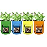 Kartoffel-Pflanzsack - Atmungsaktiver Gemüse-Pflanzgefäß | Vlies-Pflanzbehälter, 4er-Set Gemüse-Pflanzbeutel für Garten Hof