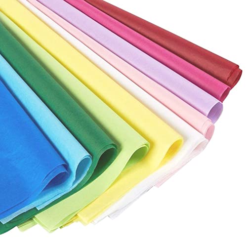 Seidenpapier 120 Blatt, 10 Bunte Farben Transparentpapier für Geschenktüten, zum Basteln und Verpacken, 50 x 66 cm