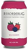 Rekorderlig - Cider - 24x0,33l Dosen in den brandneuen Sommerfarben | Set inkl. lukky24® Schlüsselanhänger für Einkaufswagenchip (Waldbeere 4,5% Vol)