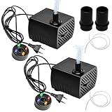2 Stück 5W Mini Aquarium Wasserpumpe mit 4 LED Licht 350L/H 3.5W, Teichpumpe Tauchpumpen für Aquarium Teich, Steingarten, Brunnen, Garten Tauchwasserpumpe, Max Förderhöhe 0.85m