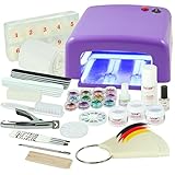 NAILS FACTORY | N&BF | UV Gel Nagelstudio Starter Set Lila-Nagelset mit Nailart | UV-Lampe und UV Gel ideales Starterset