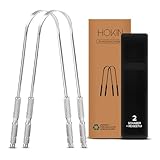 HOKIN Zungenschaber für Erwachsene Zungenreiniger Edelstahl Mundgeruch Bekämpfen 100% Metall Tongue Scraper Cleaner Männer und Frauen Zungenbürste Mundhygiene Produkt (2Pcs Mundpflege Pack)