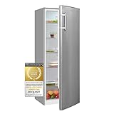 Exquisit Kühlschrank KS320-V-H-040E inoxlook | Kühlschrank ohne Gefrierfach freistehend 242 L Volumen | LED | Gemüsefach | Vollraumkühlschrank ohne Gefrierfach