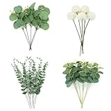 YunJoyous Künstliche Eukalyptus 30 Stück,Wiederverwendbar Pflanze Künstlich,Getrocknet,Eukalyptus Deko für Hochzeit,Garten,Büro,Leicht zu Pflegen