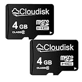 Cloudisk 2 Stück Micro SD Karte 4GB Flash Speicherkarte C6 Micro SDHC mit SD Adapter