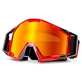 NENKI Motocross Brille, Motorradbrille mit Nasenschutz, Skibrille für Damen und Herren, für Outdoor-Sport, als mtb brille (Rot)