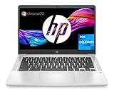 HP Chromebook 14a-na0025ns Laptop, 35,6 cm (14 Zoll), Full HD, Intel Celeron N4120, 8 GB RAM, 128 GB eMMC, Intel UHD Graphics 600, ChromeOS), Silber, spanische QWERTY-Tastatur