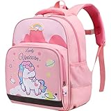 QSLKI Rucksack für Mädchen, Kinderrucksack Mädchen, Einhorn Rucksack Kinder Mädchen, Schulrucksack, Kindergarten Rucksack für Mädchen Leichter Wasserdichter Hochwertiger Süßer Kindergartenrucksack