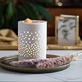Candle Brothers elektrische Duftlampe | Duftlampe Dots | Aromalampe für Duftwachs | Raumduft Elektrisch | Duftlampe Keramik Weiß | Lampe für Büro, Schlafzimmer, Yoga