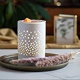 Candle-Brothers elektrische Duftlampe | Duftlampe Dots | Aromalampe für Duftwachs | Raumduft Elektrisch | Duftlampe Keramik Weiß | Lampe für Büro, Schlafzimmer, Yoga