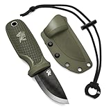 ODENWOLF W-MINI 2 Neck Knife Messer aus starkem D2 Stahl - Kleines EDC Messer Feststehend mit durchdachtem Holster und Feuerstahl - Outdoor Messer Klein und Handlich - Feststehendes Messer Halskette
