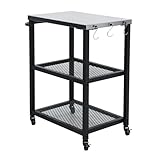 TAINO NETIS Grillwagen Grilltisch Rollwagen Grillständer klein mit Rollen Outdoor Balkon Garten Terrasse Schwarz