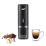 CERA+ Elektrische Tragbare Espressomaschine mit 3-4 Minuten Selbsthitzung, 20Bar 12V mini akku Kaffeemaschine,kompatibel mit NS-Kapsel &gemahlener Kaffee reise kaffeemaschine für Auto,Camping