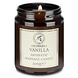 Massagekerze Vanille 100g - Sojawachs Kerze - Massage Kerze mit Vanille Duft - Duftkerze mit Kokosöl & Mandelöl - Vanille-Oleoresin - Aroma Kerze - Entspannung - Körperpflege - Aromatherapie
