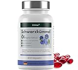 Schwarzkümmelöl Kapseln, 1000 mg, EXVital, kaltgepresst, ägyptisch, naturbelassen, mit Vitamin E, 400 Softgel Kapseln für mehr als 6 Monate, Premiumqualität, Kein Magnesiumstearat, 1er Pack (1x280g)