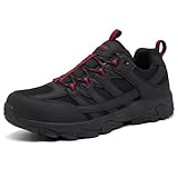 SHULOOK Herren Wanderschuhe Wasserdicht Leichte rutschfest Trekkingschuhe Outdoorschuhe Schwarz/Rot Gr 45.5EU