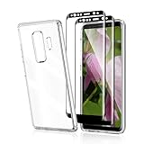 Bodyguard Schutzfolie für Panzerglas für Samsung Galaxy S9 Plus mit Hülle, (2+1) 3D Full Cover Schutzglas + TPU Klar Schutzhülle, 9H Härte, Anti-Bläschen, HD S9 Plus Panzerfolie + Silikon Handyhülle