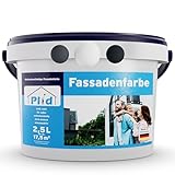 Plid® - Fassadenfarbe Außen Weiß - 2,5l [WETTER & UV-BESTÄNDIG]- Hochwertige Farbe für Mauerwerk, Hauswand, Beton & Kellerwand - Sockelfarbe - Mauerfarbe - Wandfarbe - Made in Germany