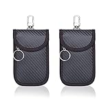 Keyless Go Schutz Autoschlüssel, 2 Stück Autoschlüssel Schutz Keyless Go Schutzhülle Kohlefaser Leder Faraday Tasche RFID Blocker Schlüsseletui Schlüsseltasche