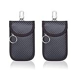 Keyless Go Schutz Autoschlüssel, 2 Stück Autoschlüssel Schutz Keyless Go Schutzhülle Kohlefaser Leder Faraday Tasche RFID Blocker Schlüsseletui Schlüsseltasche