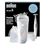 Braun Silk-épil 5, Epilierer Damen / Haarentferner für langanhaltende Haarentfernung, inkl. Bikinitrimmer (Haartrimmer Intimbereich), Ladyshaver, 5-230, Weiß/Flamingorosa