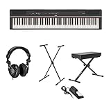 Yamaha P-125 88-Note Digital Piano mit beschwerter GHS Action, schwarz + Keyboard-Ständer + Keyboardbank + Keyboard-Pedal + Studio-Monitor-Kopfhörer